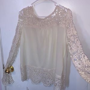 Creamy white flowy Lace shirt